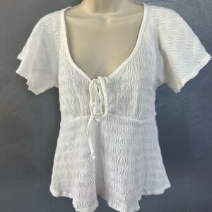 Mi Ami Ivory Textured Blouse